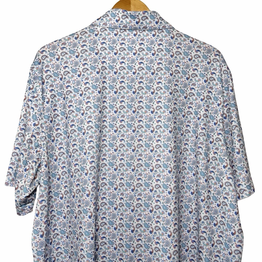 Johnston & Murphy XC4 Paisley Button Down Polo Shirt Short Sleeve XXL Golf Core - Picture 4 of 11